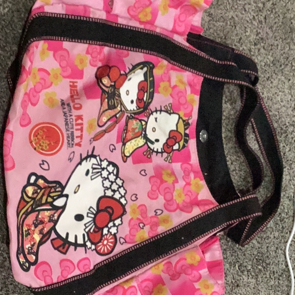 Hello Kitty Floral Pink Bag with Black Straps